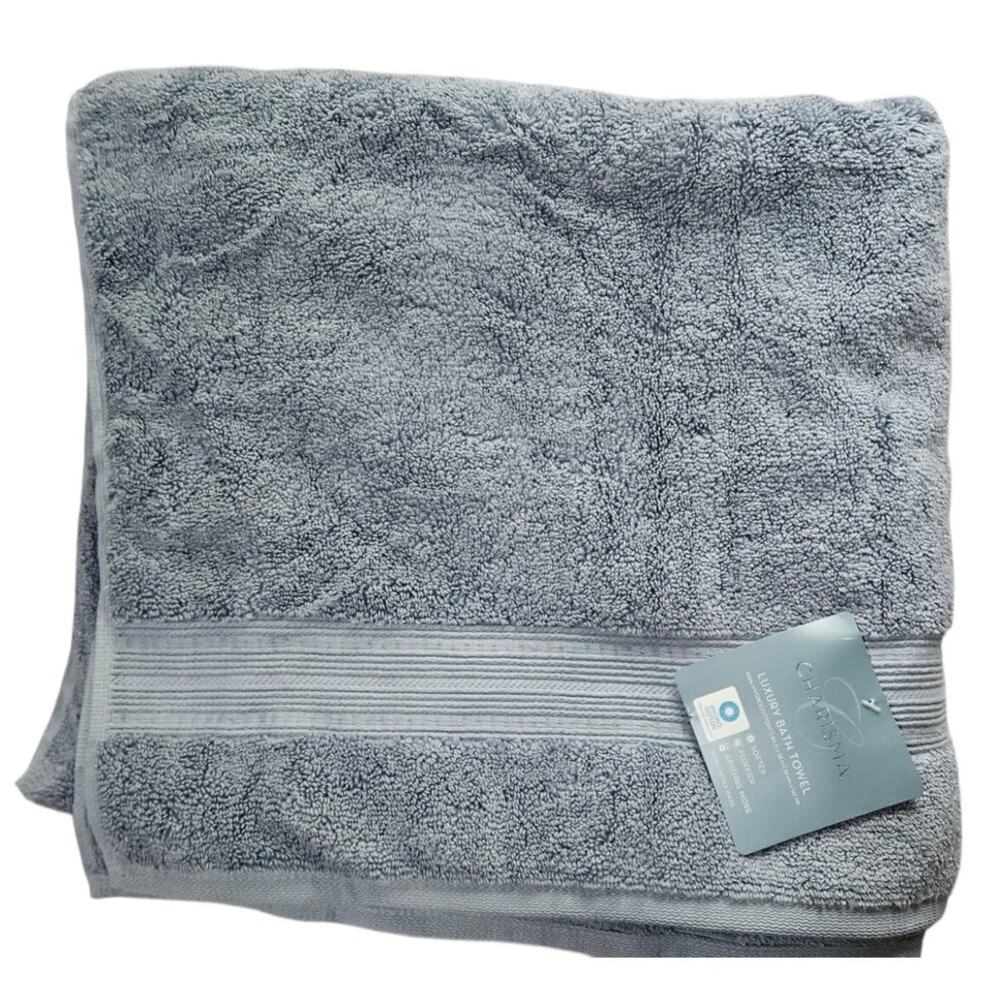 CHARISMA Luxury Bath Towel Gray Blue Soft Cotton Blend NEW with Tags